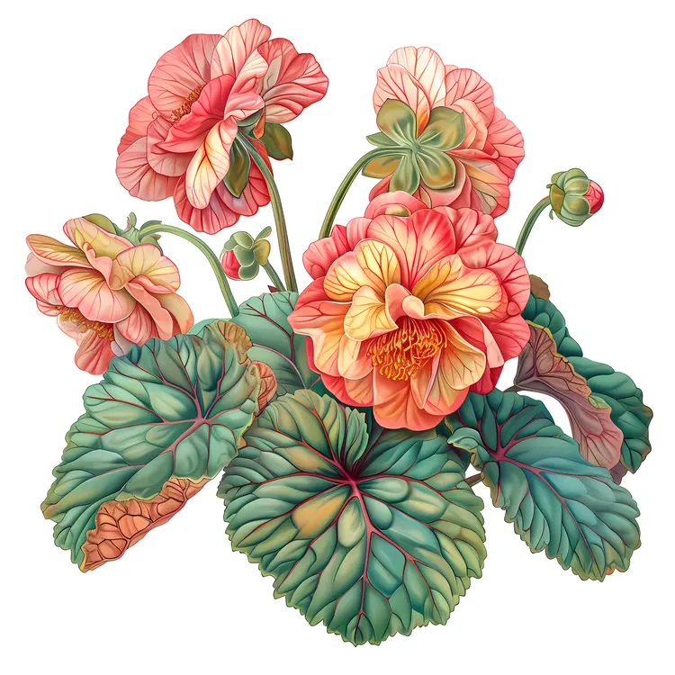 Colorful Begonia Flowers in Bloom