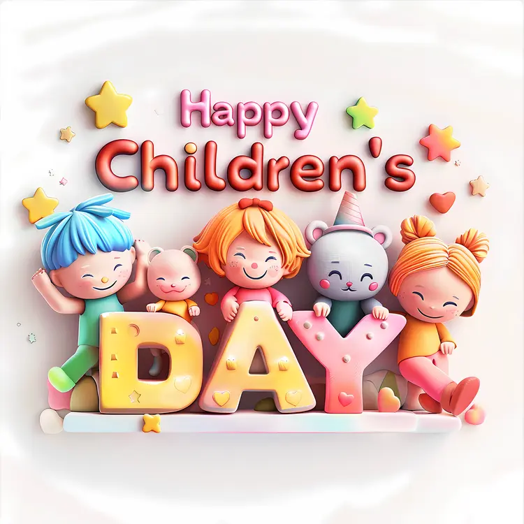 Happy Children's Day with Cartoon Characters