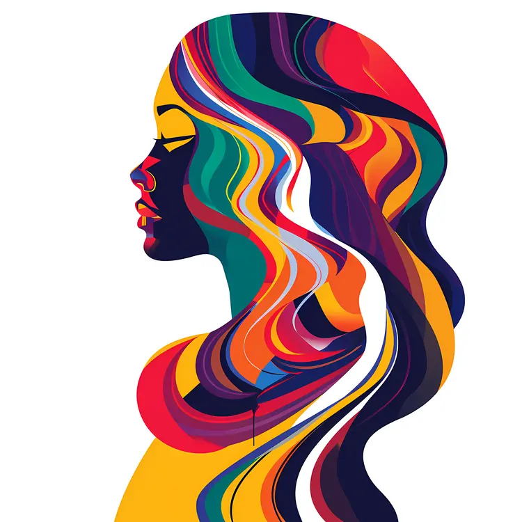 Abstract Colorful Silhouette of a Woman
