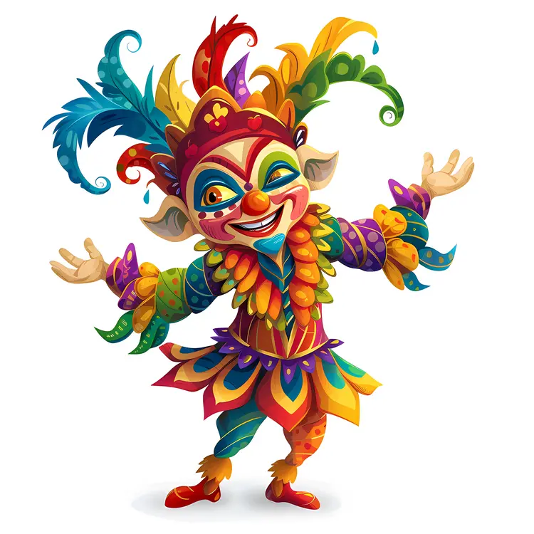 Colorful Jester with Decorative Costume