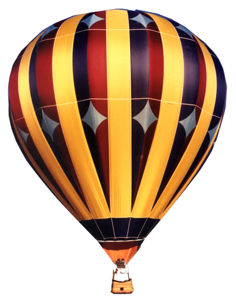Striped Hot Air Balloon in the Sky