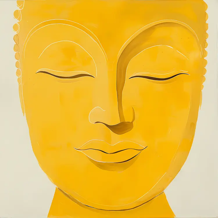 Yellow Buddha Face in Peaceful Meditation