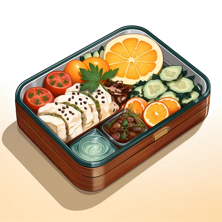 Delicious Bento Box with Chicken and Fresh Vegetables