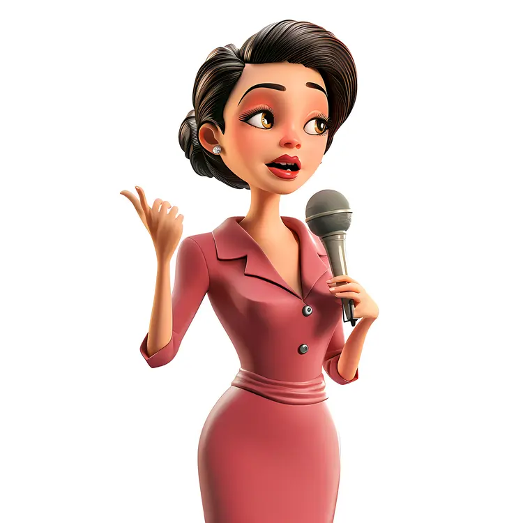 Woman Speaking with Microphone