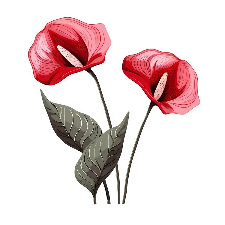 Beautiful Red Flowers with Green Leaves