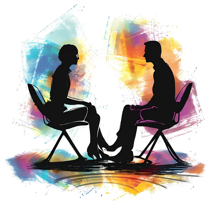 Silhouettes of Two People Talking