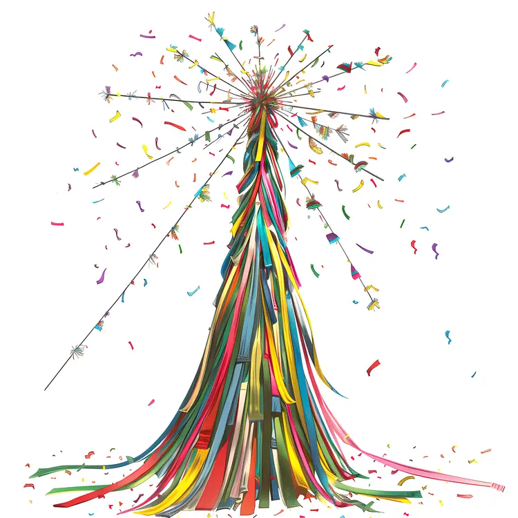Festive Maypole with Ribbons and Confetti