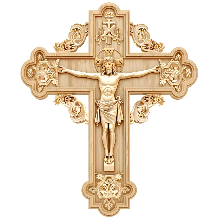 Intricate Wooden Crucifix