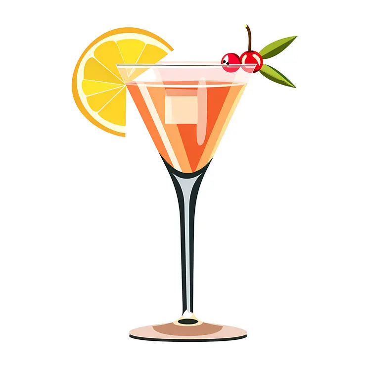 Pink Cocktail with Lemon Slice