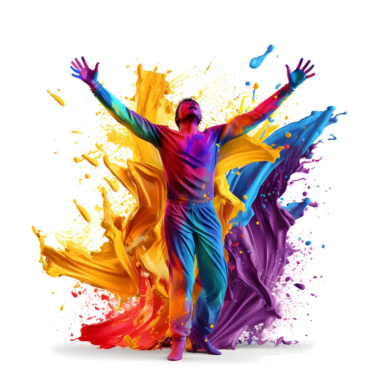 Joyful Man with Colorful Splash