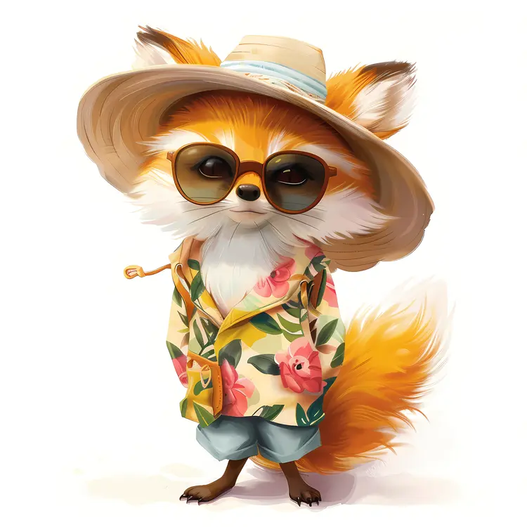 Cute Fox in Summer Outfit