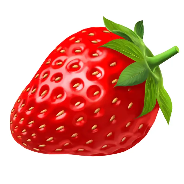 Red Strawberry with Green Leaves