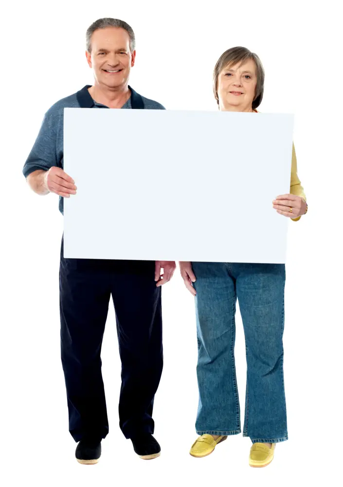 Couple Holding a Blank Sign