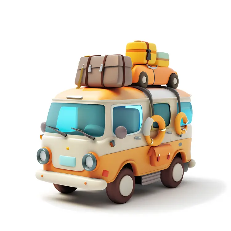 Cartoon Camper Van with Luggage