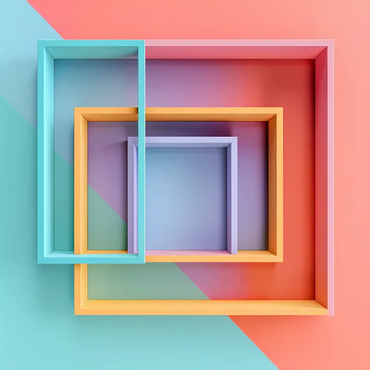 Colorful Geometric Frames in Pastel Colors