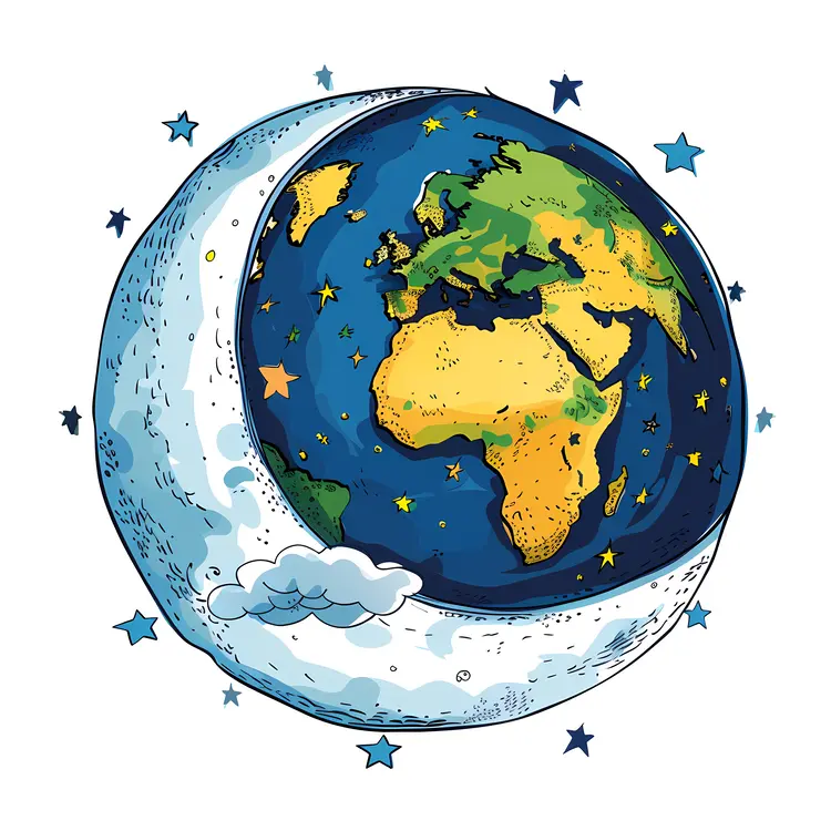 Earth and Moon Illustration