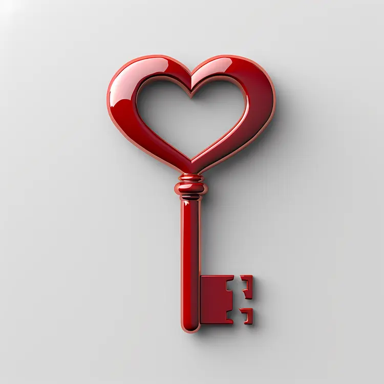 Red Heart Key Symbolizing Love for Valentine's Day