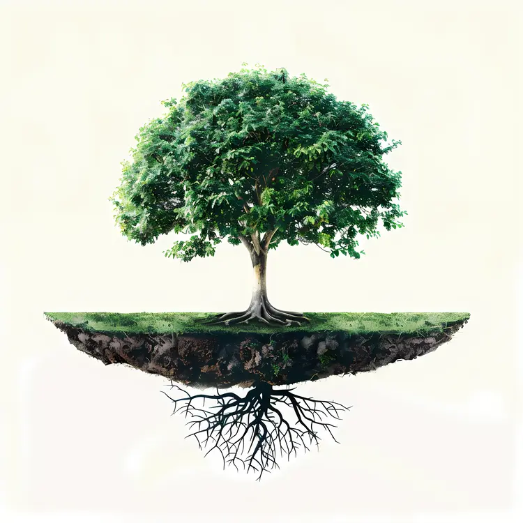 Tree with Roots and Canopy