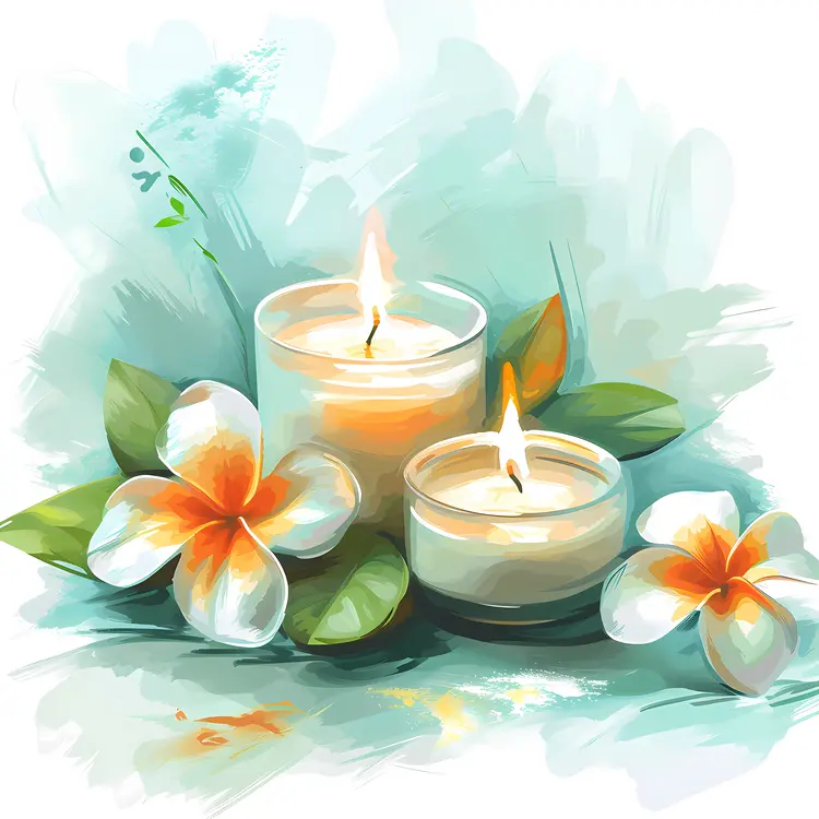 Artistic Spa Candles with Plumeria Flowers