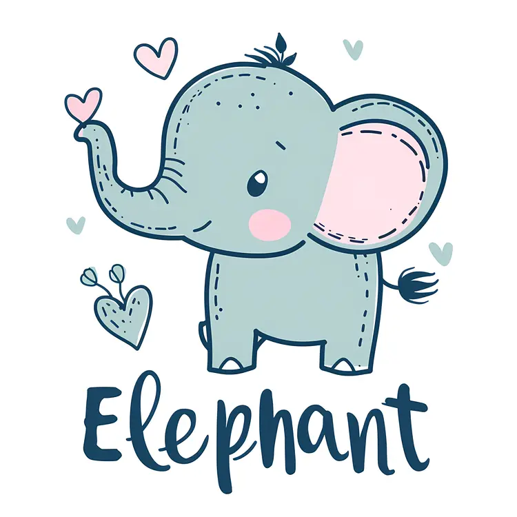 Cute Elephant with Hearts