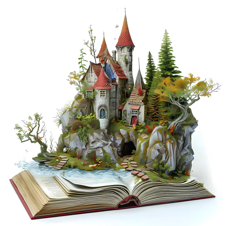 Fantasy Castle Emerging from a Book