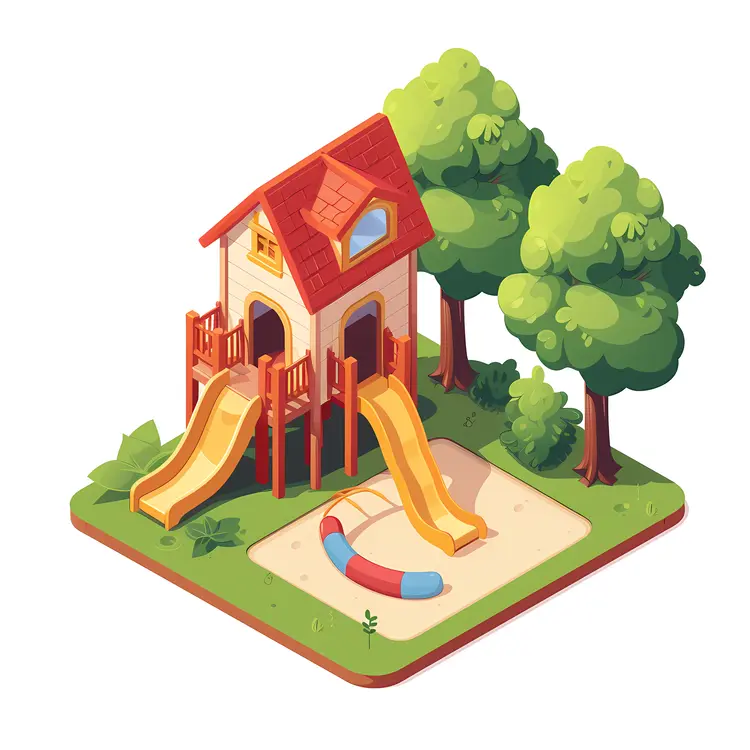 Small cute playhouse with slides