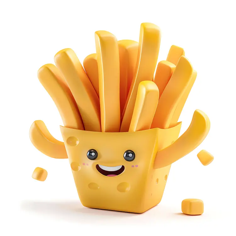 Happy French Fries Cartoon