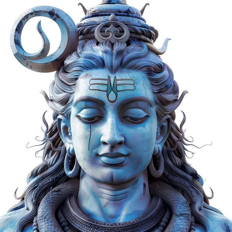 Serene Blue Statue in Meditation