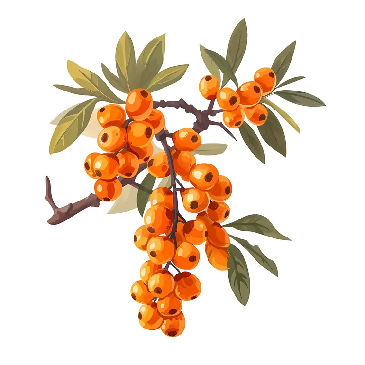Cluster of Orange Berries on a Branch