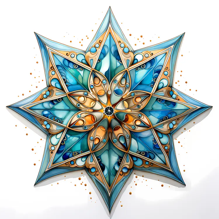 Blue and Gold Geometric Star Pattern