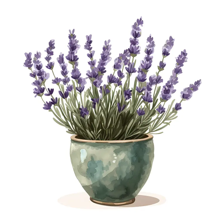 Lavender in Green Pot