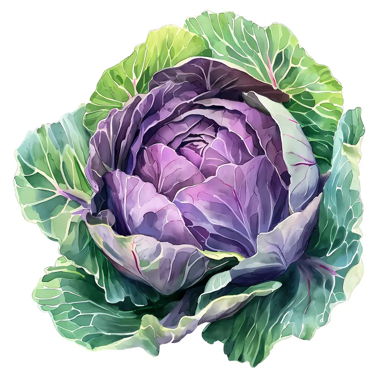 Purple Cabbage with Green Leaves