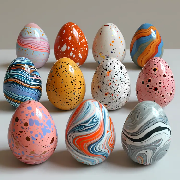 Colorful Decorated Eggs for Easter