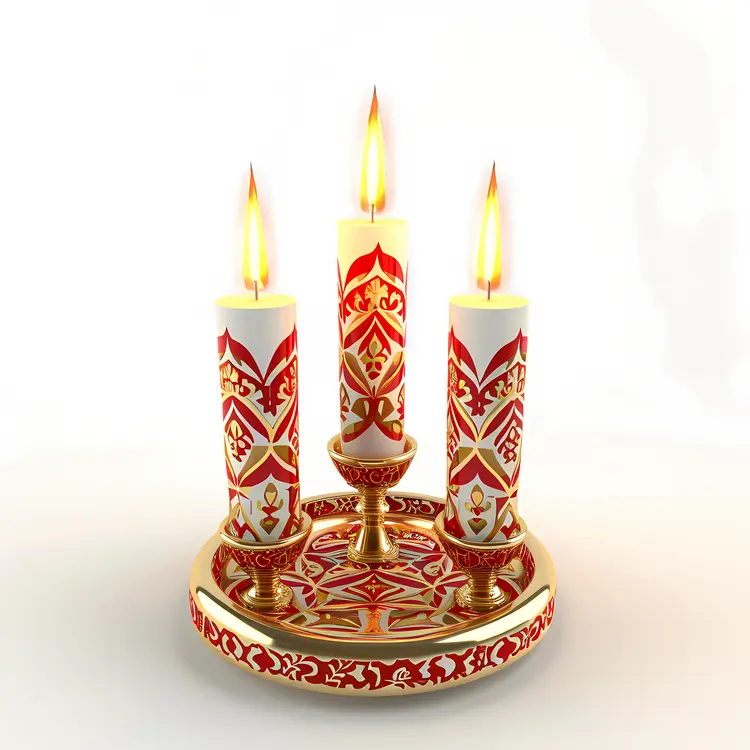 Colorful Decorative Candles on a Plate