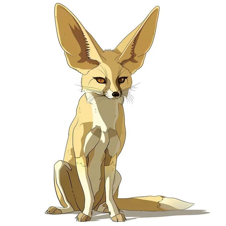 Cute Yellow Cartoon Fox with Big Ears