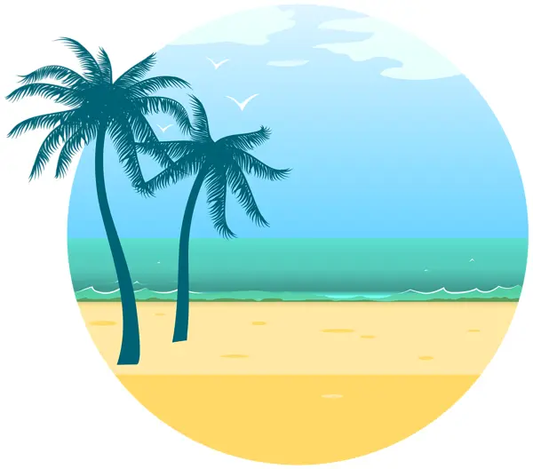 Serene Beach with Palm Trees