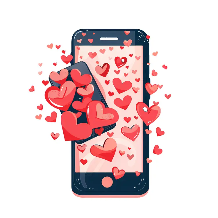 Smartphone with Red Hearts for Valentine's Day