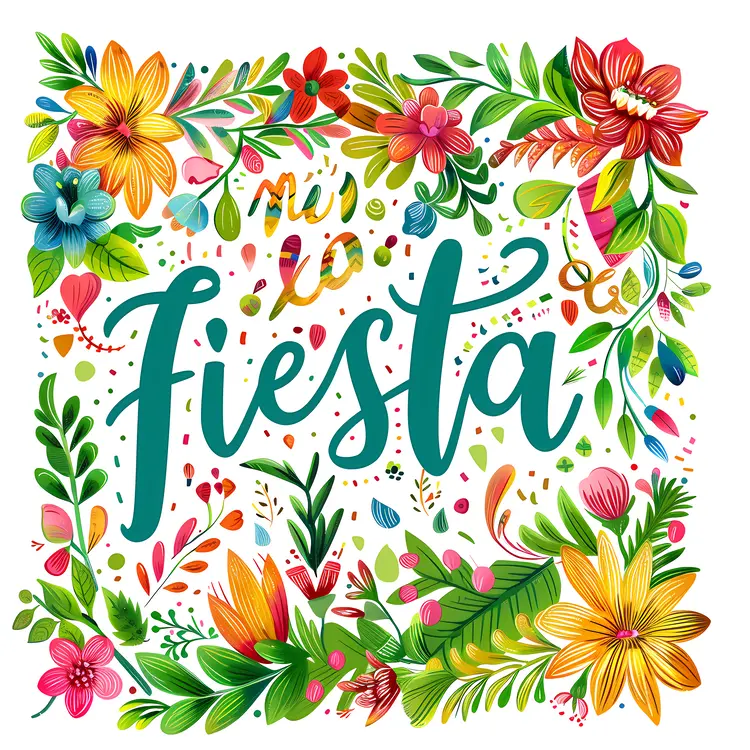 Fiesta Typography with Floral Border