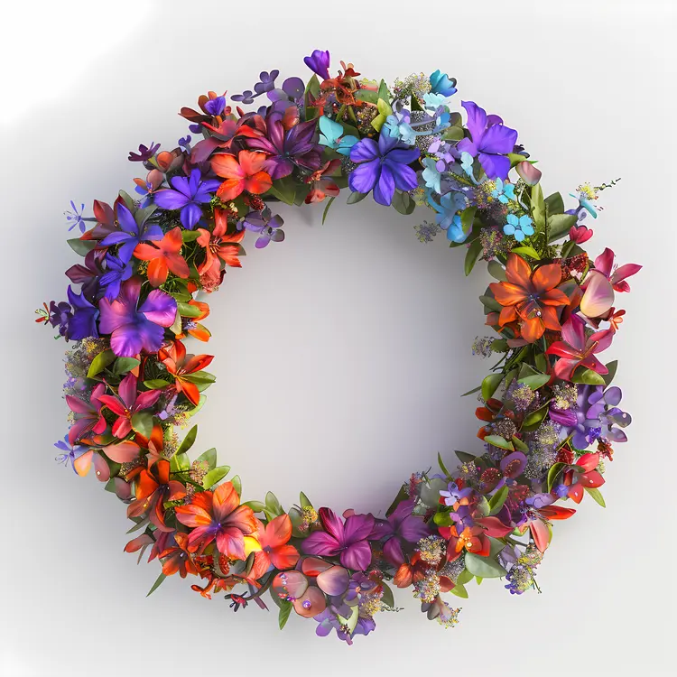 Vibrant Flower Wreath with Mixed Blooms