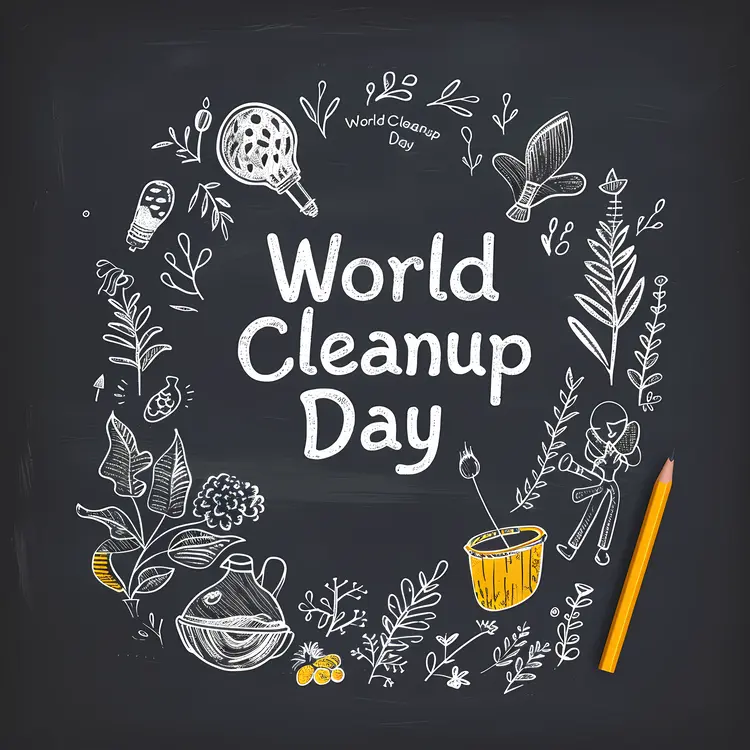 Chalkboard Doodles for World Cleanup Day