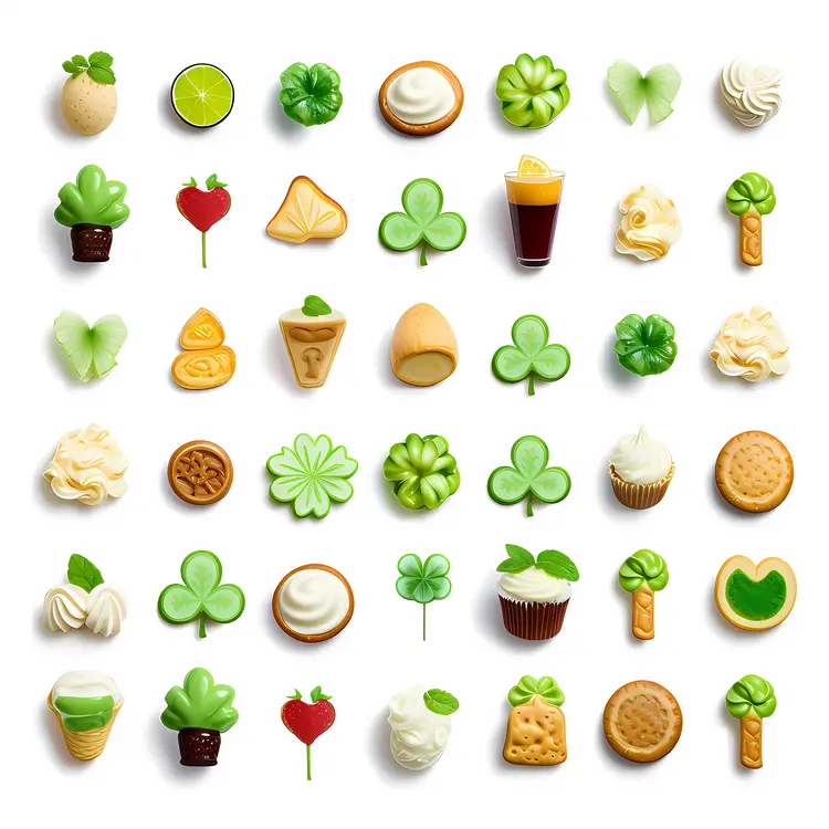 Assorted Green and Shamrock Cookies