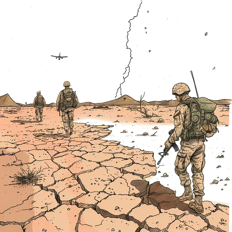 Soldiers Patrolling Desert