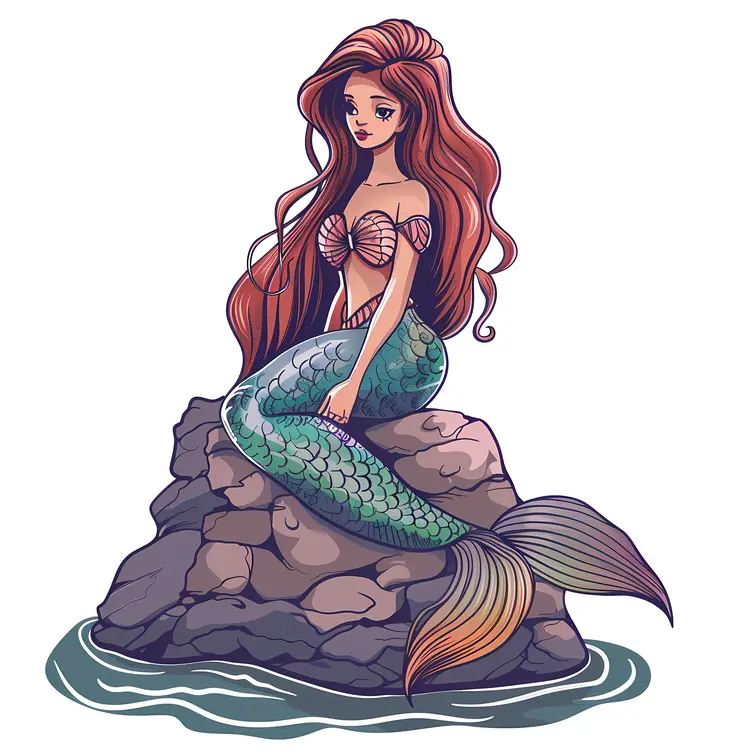 Mermaid Sitting on Rock