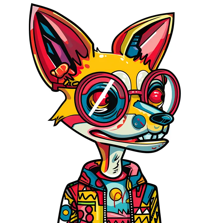 Colorful Fox with Glasses in Artistic Style