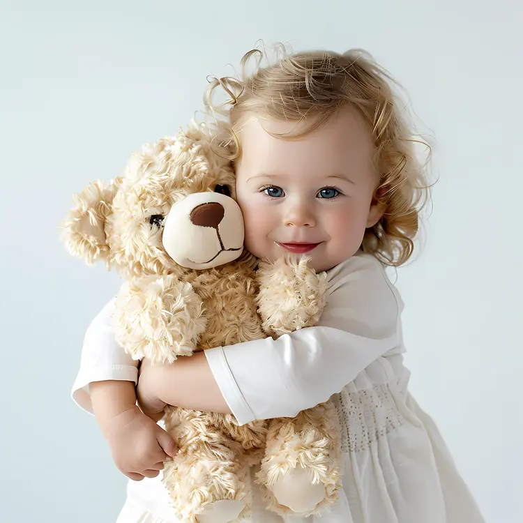 Cute Child Hugging Teddy Bear