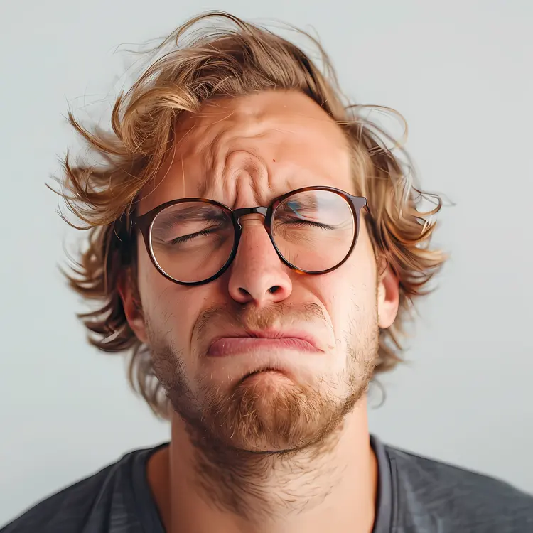 Man with Glasses Making Funny Face