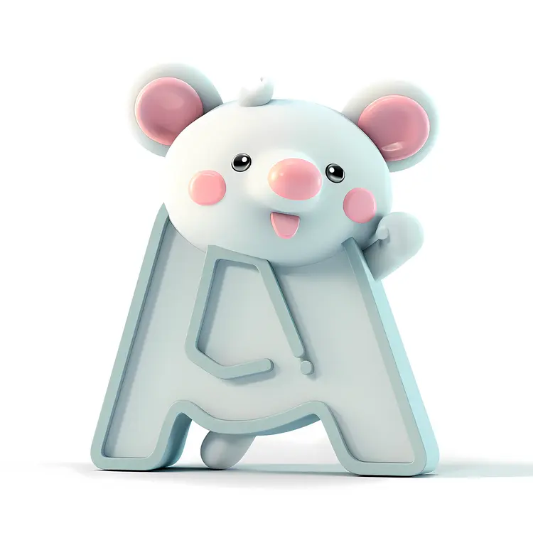 Cute Mouse with Letter A