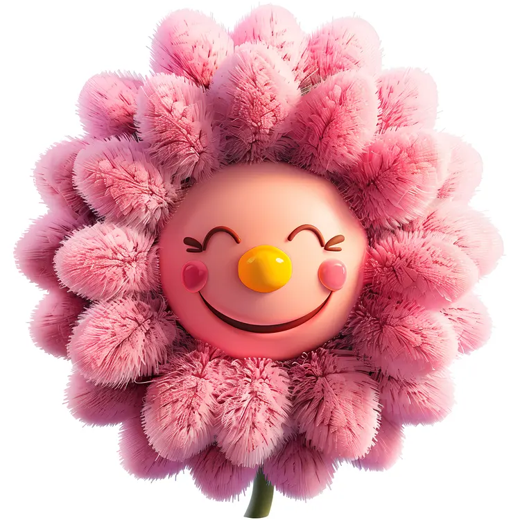Happy Pink Flower Cartoon