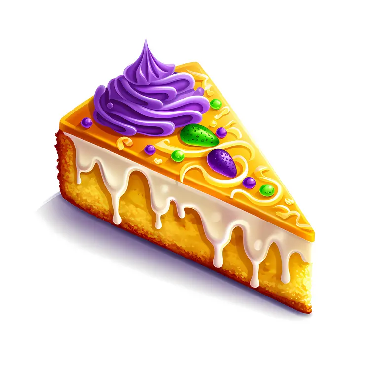 Slice of Cake with Purple Frosting