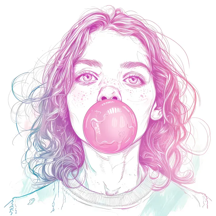 Girl Blowing Bubble Gum
